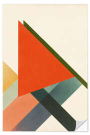 Wandsticker Rotes Dreieck mit überlappenden Bändern Bauhaus - Gradient Grooves