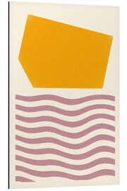 Alubild Ockerfarbene Sonne über malvenfarbenen Wellen Mitte des Jahrhunderts - Gradient Grooves