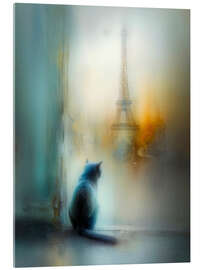 Acrylglasbild Katze vor dem Eiffelturm - Peter Roder