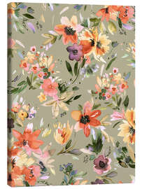 Leinwandbild Herbstblumen in Salbeigrün - Ninola Design