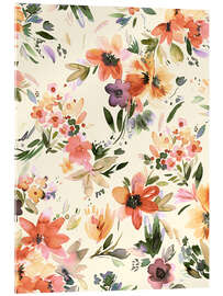 Acrylglasbild Muster mit herbstlichen Blumen - Ninola Design