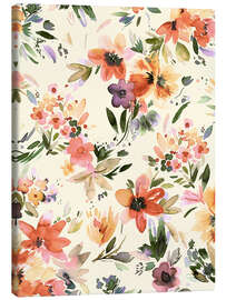 Leinwandbild Muster mit herbstlichen Blumen - Ninola Design