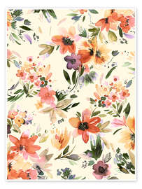 Wandbild Muster mit herbstlichen Blumen - Ninola Design