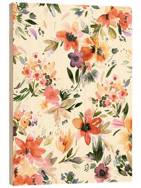 Holzbild Muster mit herbstlichen Blumen - Ninola Design