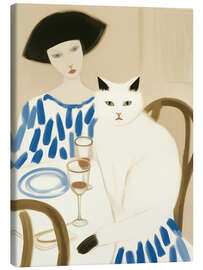 Leinwandbild Sektfrühstück mit Katze - Frank Daske
