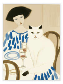 Poster Sektfrühstück mit Katze - Frank Daske