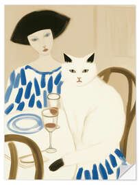 Sticker mural Champagne breakfast with cat - Frank Daske