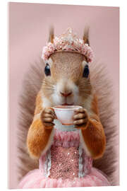 Acrylglasbild Eichhörnchen Prinzessin trinkt eine Tasse Tee - pixelliebe