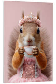 Alubild Eichhörnchen Prinzessin trinkt eine Tasse Tee - pixelliebe