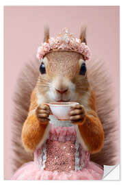 Wandsticker Eichhörnchen Prinzessin trinkt eine Tasse Tee - pixelliebe