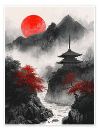 Poster Rote Sonne Japan - Nikita Abakumov