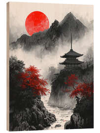 Holzbild Rote Sonne Japan - Nikita Abakumov