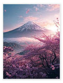 Poster Berg Fuji im Frühling