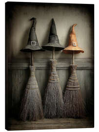 Leinwandbild Halloween Hexenhüte und Besen - TAlex