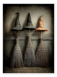 Poster Halloween Hexenhüte und Besen - TAlex