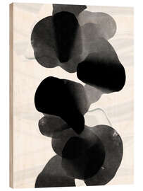 Holzbild Abstrakte schwarze Wassertinte