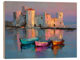 Holzbild Die Ruinen einer alten Burg