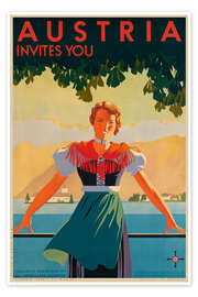 Wandbild Austria Invites You - Vintage Travel Collection