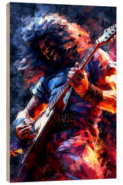 Holzbild Die Energie eines Rockgitarristen