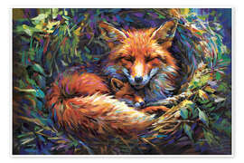 Poster Füchse in Wärme eingebettet - Leon Devenice