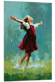 Hartschaumbild Glückliches Mädchen im Regen