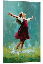 Magnettafel Glückliches Mädchen im Regen