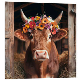Hartschaumbild Blumengeschmückte Kuh
