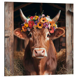 Magnettafel Blumengeschmückte Kuh