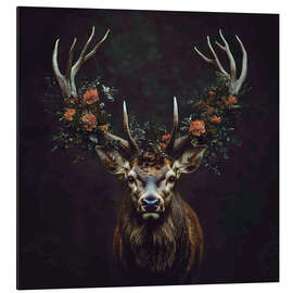 Alubild Hirsch mit Blumengeweih - Thomas Klee