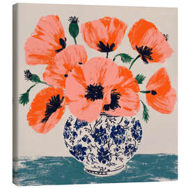 Leinwandbild Blühender Mohn in einer Vase