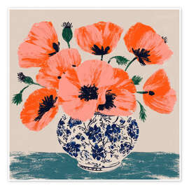 Wandbild Blühender Mohn in einer Vase - DejaReve