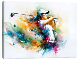 Leinwandbild Golfspielerin im Aquarell