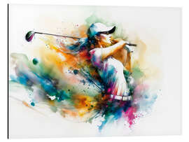 Magnettafel Golfspielerin im Aquarell