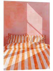 Acrylglasbild Bettgeschichten in Orange und Rosa - Ohkimiko