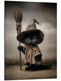 Alubild Halloween Hexenkatze mit Besen - TAlex