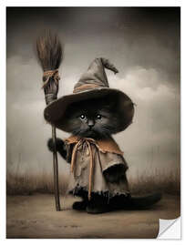 Wandsticker Halloween Hexenkatze mit Besen - TAlex