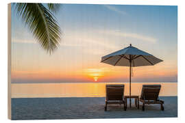 Holzbild Strand für Zwei