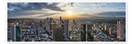 Wandbild Frankfurter Bankenviertel bei Sonnenuntergang - Jan Christopher Becke