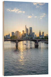 Holzbild Sonnenuntergang über der Frankfurter Skyline - Jan Christopher Becke