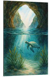 Alubild Meeresschildkröte in einer Unterwasserhöhle - Natalie Bruns