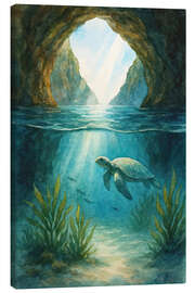 Leinwandbild Meeresschildkröte in einer Unterwasserhöhle - Natalie Bruns