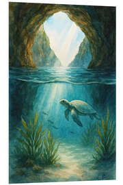 Hartschaumbild Meeresschildkröte in einer Unterwasserhöhle - Natalie Bruns