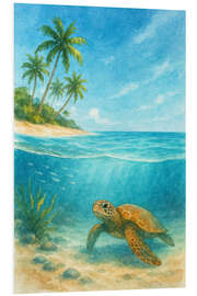 Hartschaumbild Meeresschildkröte am tropischen Stran