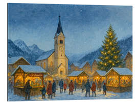 Gallery Print Weihnachtsmarkt im verschneiten Alpendorf