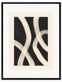 Gerahmter Kunstdruck Schwarz-Weiß-abstrakte Strichzeichnungen I