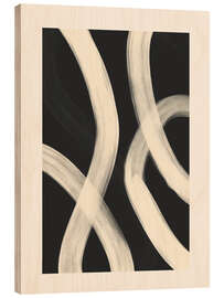 Holzbild Schwarz-Weiß-abstrakte Strichzeichnungen I