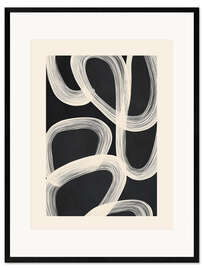 Gerahmter Kunstdruck Schwarz-Weiß-abstrakte Strichzeichnungen II