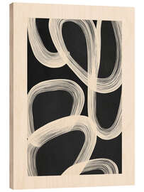 Holzbild Schwarz-Weiß-abstrakte Strichzeichnungen II
