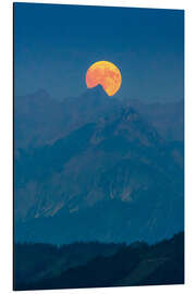 Alubild Vollmondaufgang in den Bergen