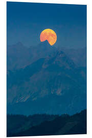 Hartschaumbild Vollmondaufgang in den Bergen